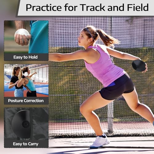 image for Zealor 2 Pack Iron Shot Put Set Shot Put Rubber Discus 1kg Black Shot 