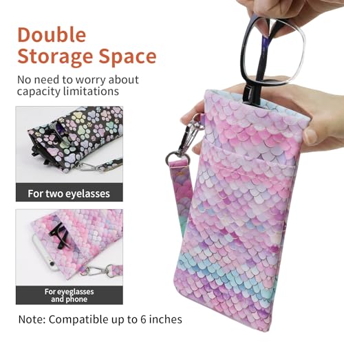 Image of Double Eyeglass Case Soft Dual Glasses Case for Women Men Travel Squeeze Top Sunglasses Cases Eyeglasses Pouch