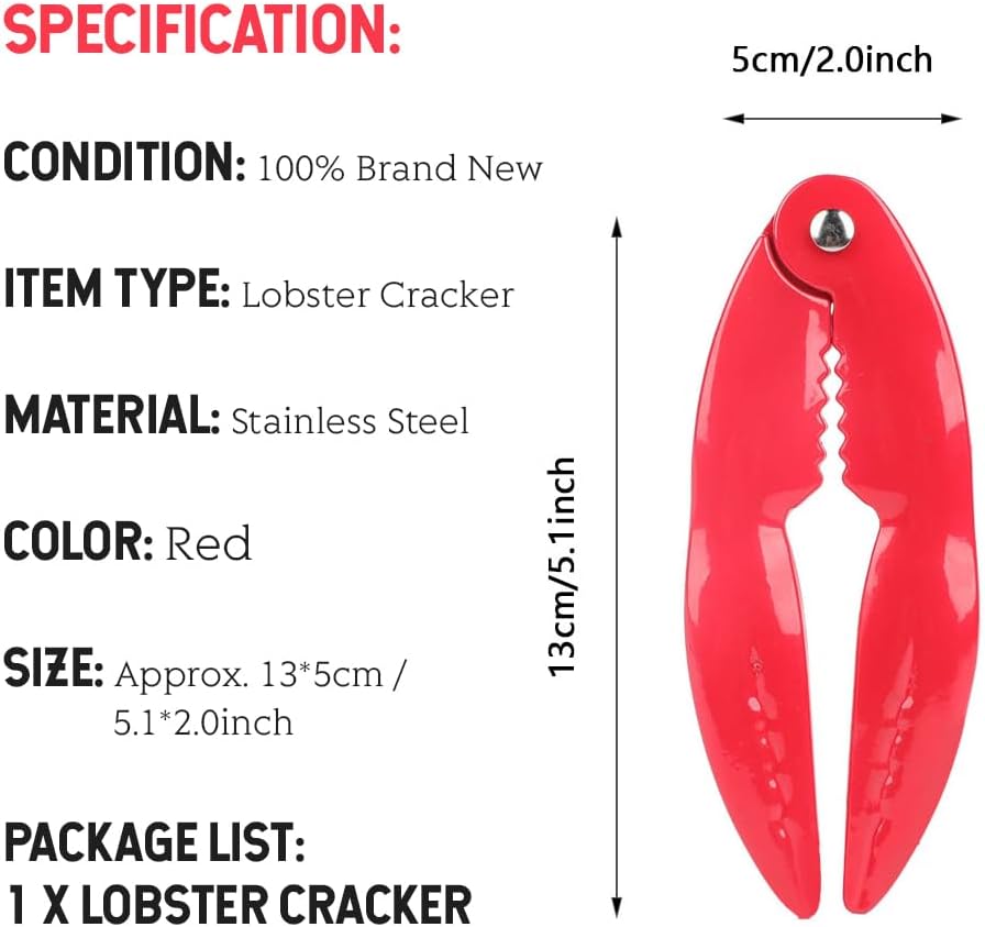 Red Lobster Cracker, Crab Crackers Tools, Lobster Crackers, Nut Cracker Tools Stainless Steel (5.1 * 2.0inch)