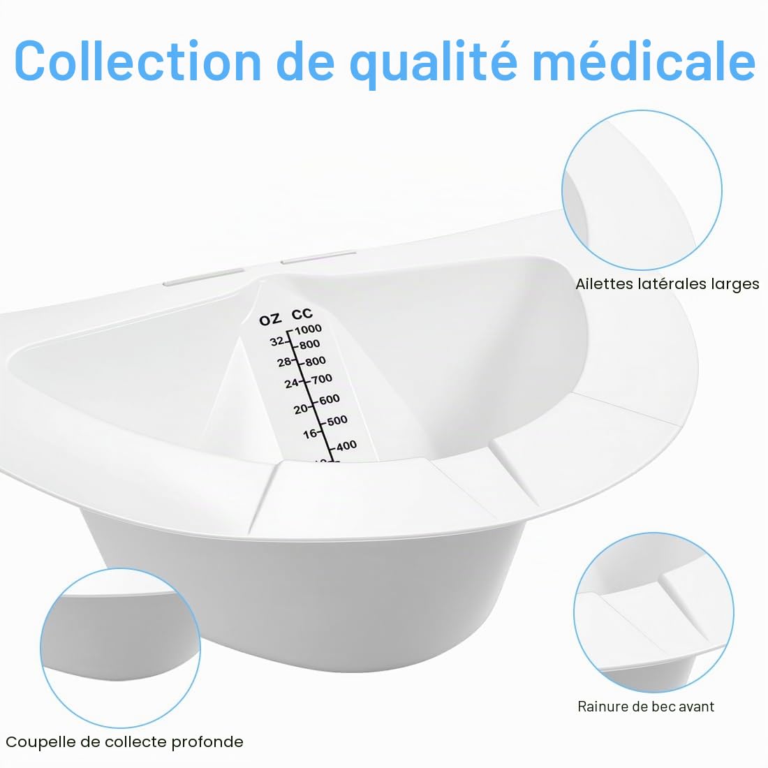 Lot de 6 chapeaux de mesure d'urine pour toilettes - Avec échelle de mesure pour toilettes et toilettes - Universel - Pour recueillir l'urine - 1000 cc
