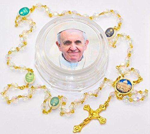 Catholic Gift Shop Ltd Pope Francis Crystal Rosary Beads & Rosary Box