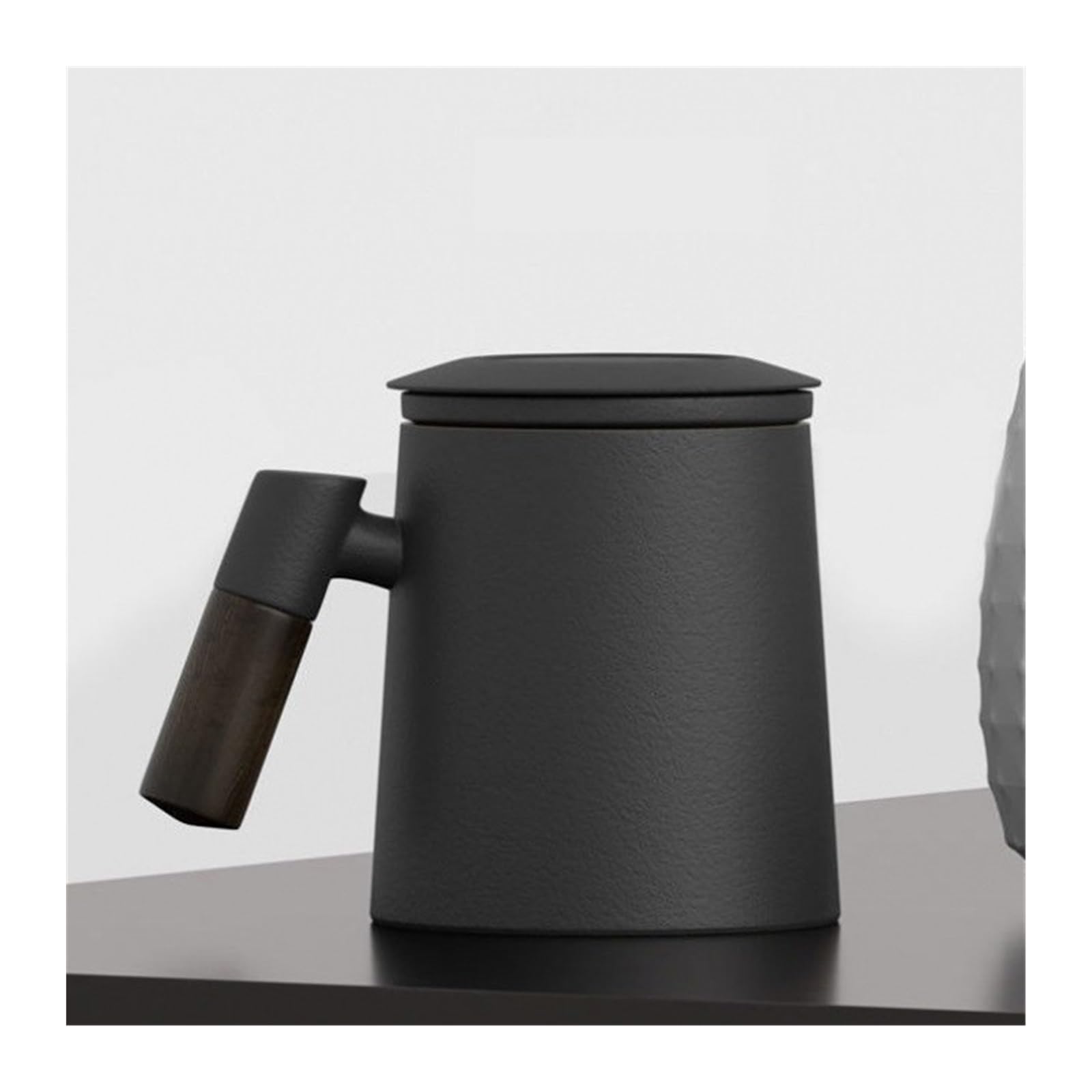 Taza de café Taza de té café cerámica con tapa filtro mango for regalos taza oficina porcelana casera Tazas de chocolate(Negro)