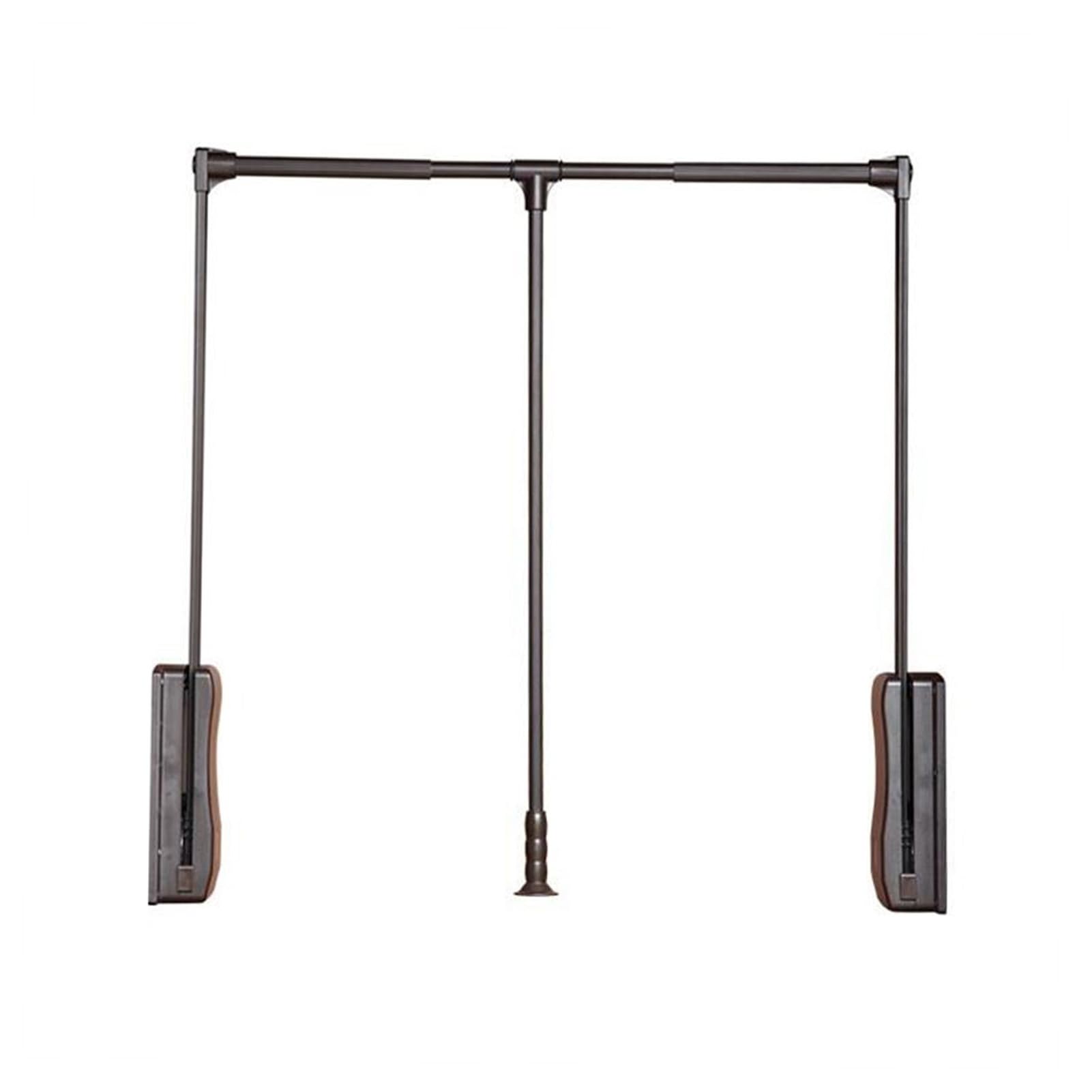 GTHTUHFD Pull Down Closet Rod With Dual Pneumatic Buffer, Adjustable Width, 66 Lbs Load Capacity, Space Saving Side Or Back Mount Black-930-1250mm