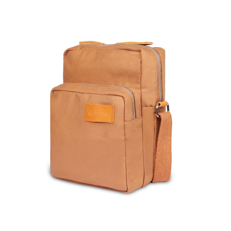 Image of Cotton Canvas Sling Bag Stylish and Versatile Crossbody Shoulder Pack for Everyday Essentials - Multiple Pockets Bags - Fashion Accessory for Men and Women | Tan