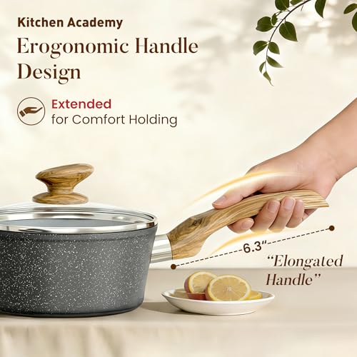 Image of Kitchen Academy 12pcs Pots and Pans Set Non Stick, Induction Cookware | Lightweight & Durable, Easy to Clean, Even Heating, All-Stovetop Compatible, PFOA-Free Cooking Set