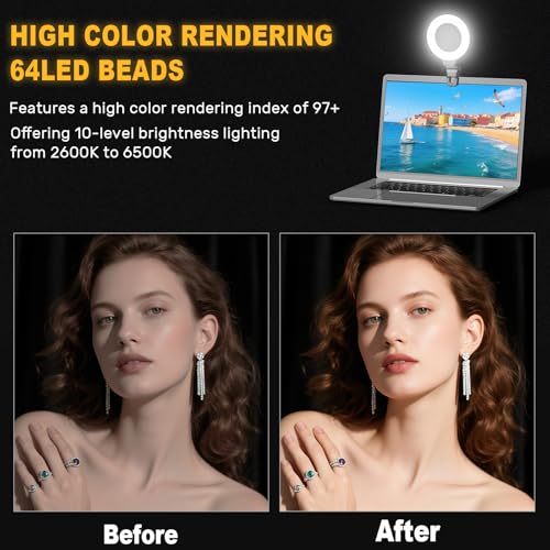 Image of Anautin Ring Light for Video Conference Lighting,360Adjustable,Portable LED Video Conference Lighting for Monitor,Laptop&Desktop Computer,Streaming Light for Zoom Meetings, Selfie Makeup, Video Calls