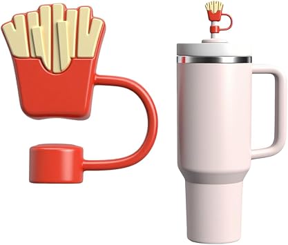 Straw Cover for Stanley Cup 10mm 0.4in French Fries Shape Silicone Straw Topper for Stanley Tumbler 30Oz&40Oz