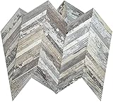 DICOFUN 10-Sheet Herringbone Peel and Stick Backsplash, Distressed Wood Tiles for Backsplash...