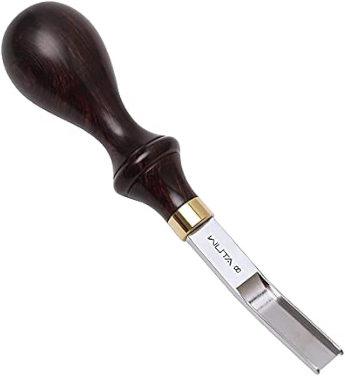 WUTA Professional Wide Edger Skiver French Style Edge Beveler Skiving Leather Craft Tool Ebony Handle DC53 Steel Convex Grind（6+8mm）