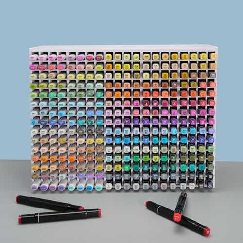 Image of SANFURNEY Art Marker Storage Rack for 300 Markers, Watercolour Brushes Pens Color Pencils Organizer Holder for Desk