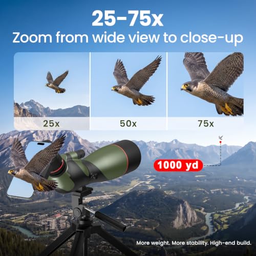 Image of Gosky FalconPro Elite 25-75x85 Spotting Scope w /Remote Shutter for Birding