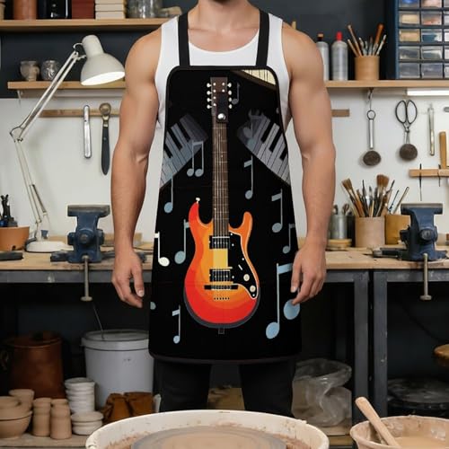 Delantal de trabajo unisex con diseño Guitar Piano y 8 bolsillos miniatura 4