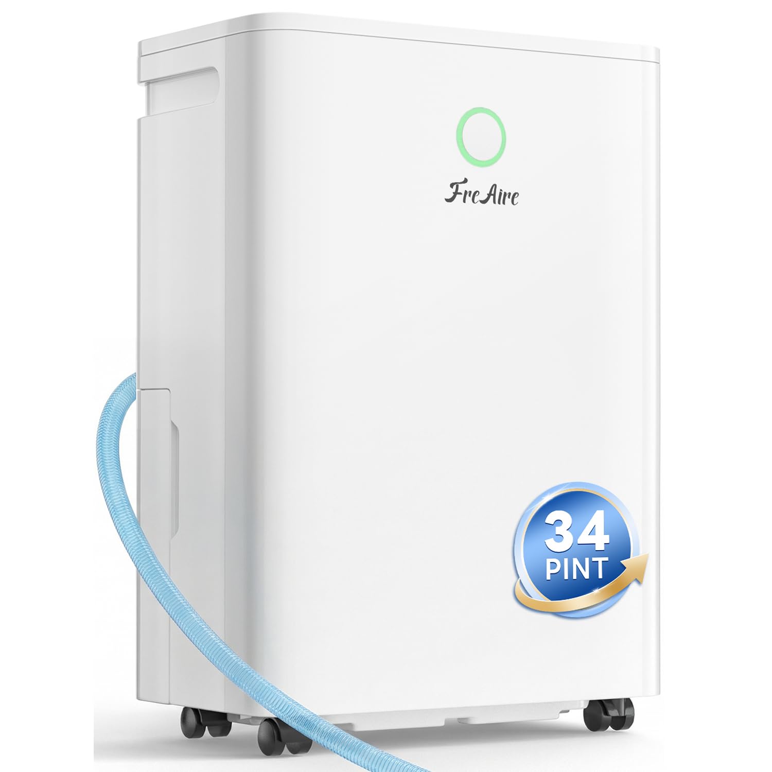 Photo 1 of FreAire 2500Sq.Ft Dehumidifier, 34Pint Dehumidifiers for Home, Quiet Dehumidifier for Basement, Bedroom, Bathroom, with 6.56FT Drain Hose, 0.66Gal Water Tank, 3-Color Humidity Light