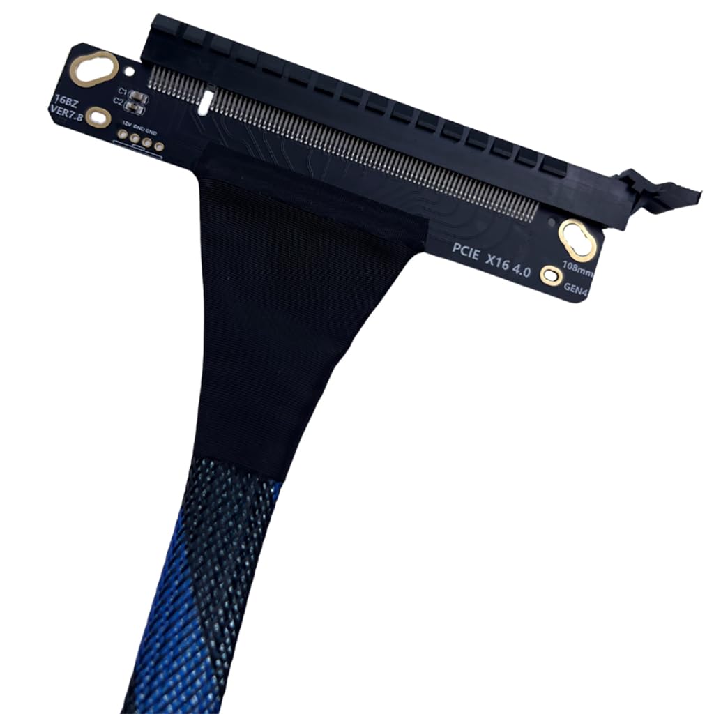 JMT PCIe 4.0 X16 Extension Cable | 32 Gbps GPU Riser Cable, Braided Mesh, Right-Angle For PC Builds & Mining Rigs (30cm)