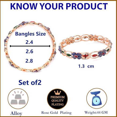 Image of ZENEME Leaf Shaped American Diamond Gold Plated Bangles Jewellery For Women & Girls