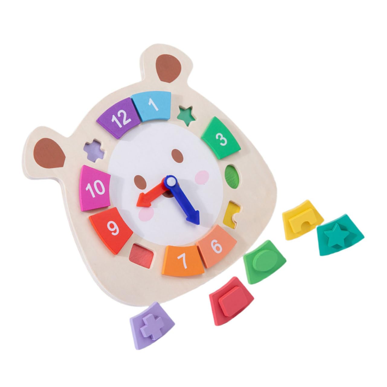 PRETYZOOM 1Pc Wooden Shape Clock for Cognitive Learning Plaything Early Educational Tool to Enhance Telling Skills and Promote Hand Eye Coordination