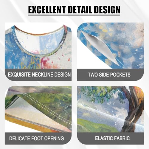 senya Short Sleeve Pajamas Sets Summer Cotton Sleepwear Huge Tree Four Season4