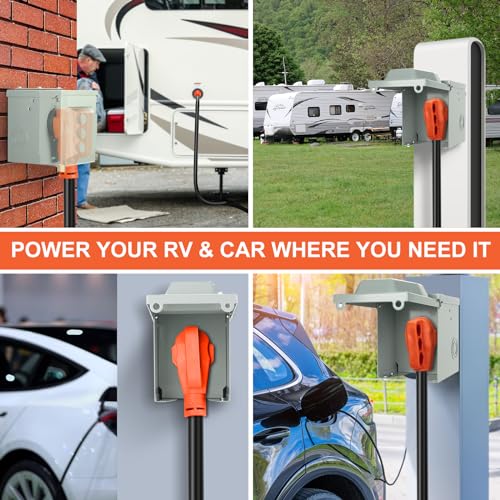 Image of WELLUCK 30 Amp RV Power Outlet Box, 125 Volt NEMA TT-30R RV Receptacle, Enclosed Lockable Outdoor Electrical Panel Weatherproof Plug for Temporary Hookup RV Camper Travel Trailer Car Generator