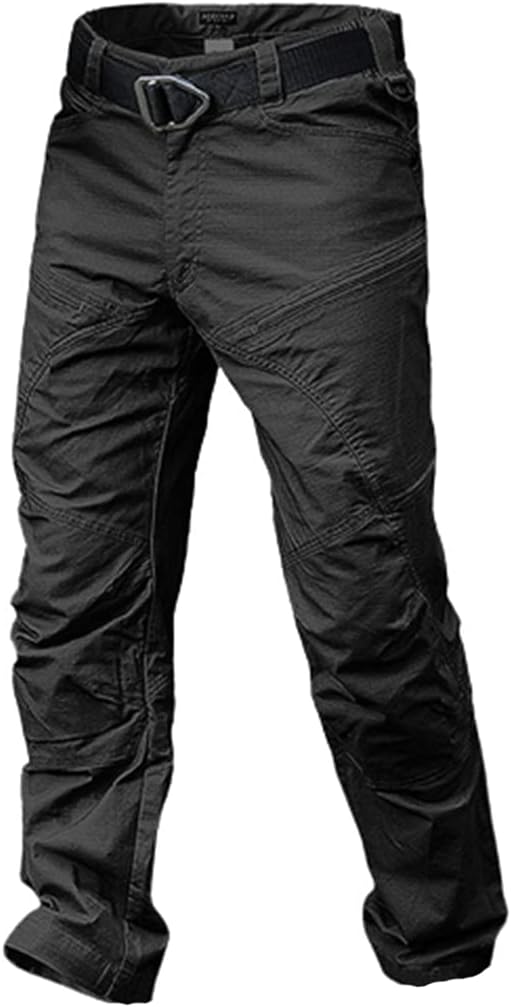 KEHAIOO Mens Black Tactical Cargo Pants, Trekking Jogger Casual Trousers, Hiking Military Streetwear Sweatpants