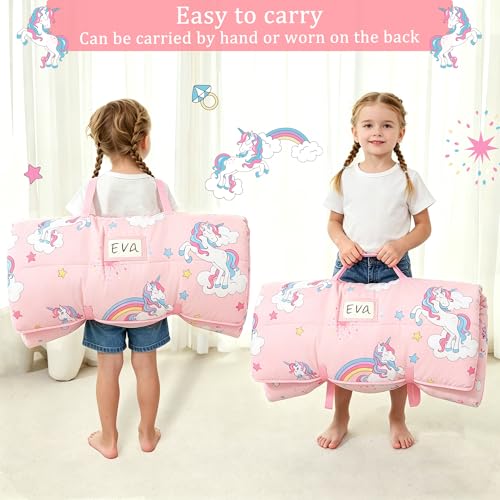 Image of Toddler Nap Mat for Preschool 50''x30'' Sleeping Mat with Removable Pillow and Minky Blanket for Kids Ages 3-7 Roll Up Soft Sleeping Bag for Boys Girls Kindergarten Daycare Sleepover