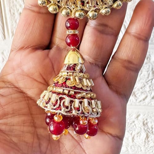 Image of Adikala Craft Store Handmade Ethnic Latkan Tassel Set of 2 for Saree Pallu, Blouse, Suits, Dupatta, Lehenga Decor | Ethnic Saree Pallu, Blouse, Suit, Dupatta & Lehenga Decoration (Maroon Pearl)