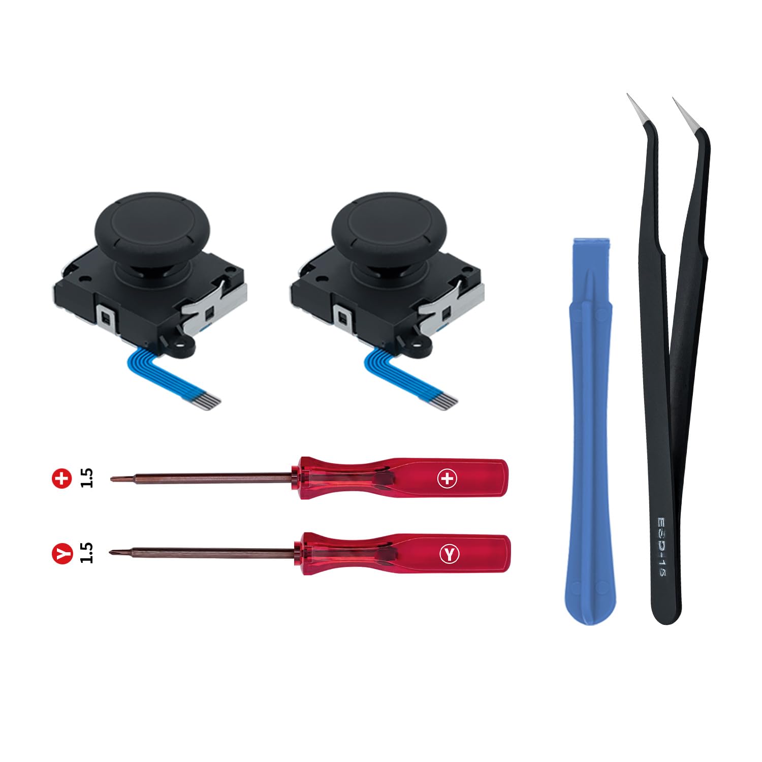 Wigearss 2 Piezas de Repuesto de 3D Joystick Analógico y Herramientas de Reparación para Mandos Joy-Con de Nintendo Switch/OLED/Lite (Incompatible con Switch 2)