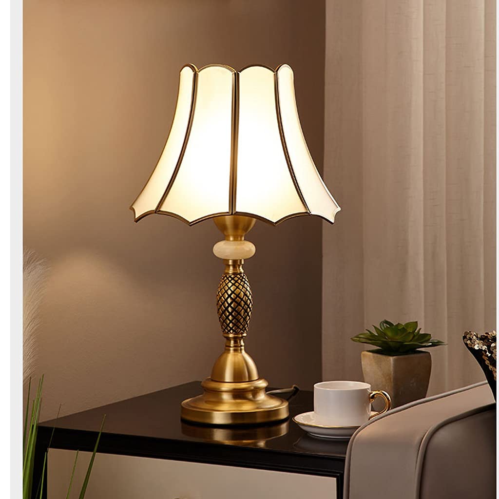 Nachttischlampe Amerikanische Kupfer Tischlampe Schlafzimmer Nachttischlampe Studierende Schreibtisch Augenschutz Schreibtischlampe Student Nacht Leselampe Wohnzimmer Dekoration Desktoplampe Dimmbar