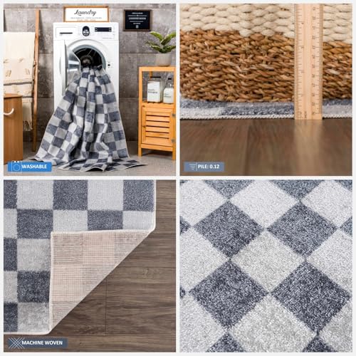 Tapete BoutiqueRugs Alia 7'10" x 10' Lavable Azul Gris miniatura 3