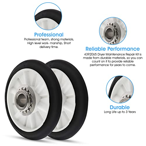 4392065 Dryer Maintenance Replacement Repair Kit Package Includes Drum Roller Belt and Idler Pulley by B&CEcom LLC