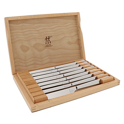 ZWILLING Contemporary 8pc Steak Knife Set, Oval handle Stainless Steel 12" x 10" case by ZWILLING - Used condition - US$59.01