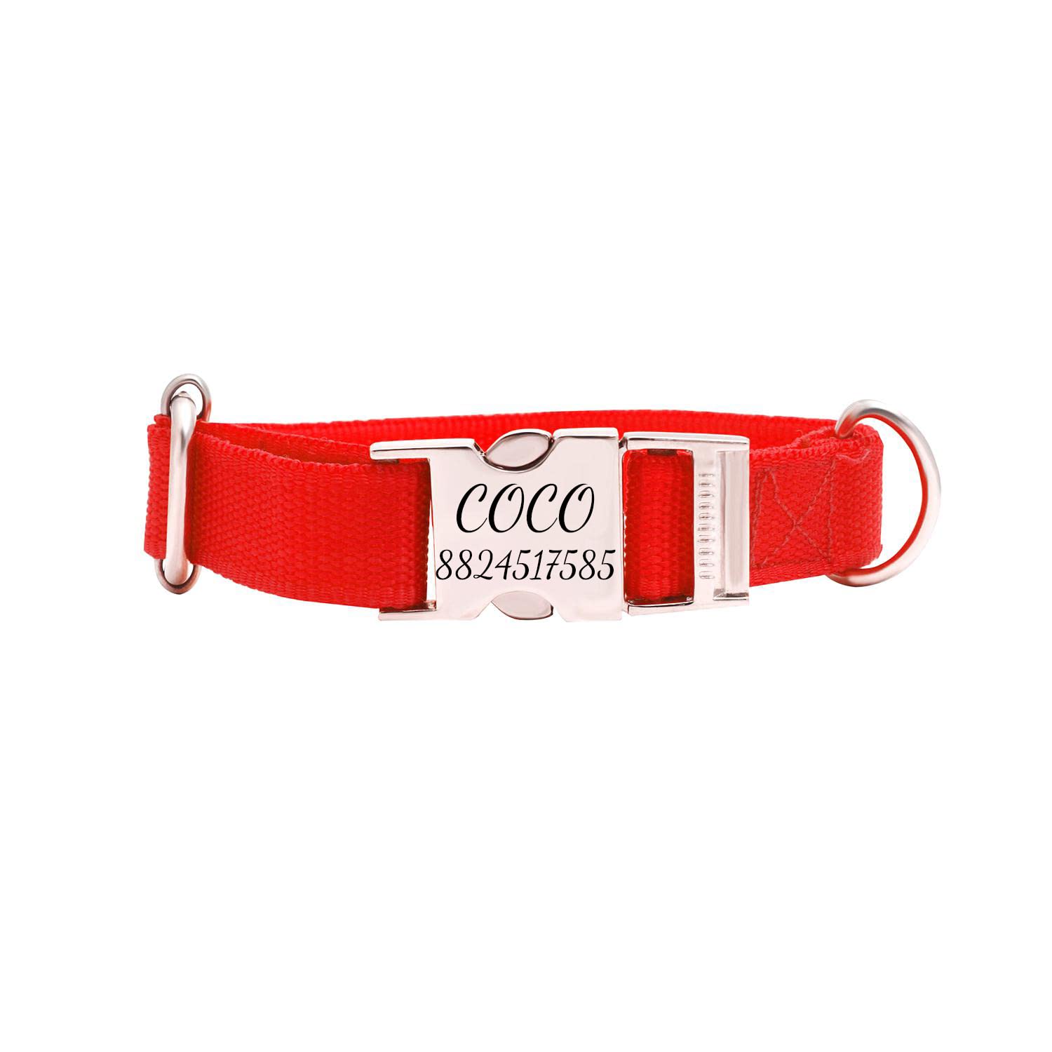 Custom Dog Collar, Adjustable Neck Collar for Small, Medium, Large Dogs, Metal Buckle, Personalized Engraved Dog Collar ((Medium) 12"-18" inches, Red)