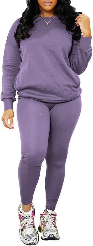 Nimsruc 2 Piece Outfits For Women Sweatsuits Sets Casual Long Sleeve Pullover Jogger Sweat Pants Set With Pocket