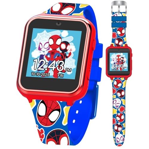 Accutime Marvel Spidey and His Amazing Friends Educational Touchscreen Smart Watch for Toddlers, Boys and Girls - Selfie Cam, Learning Games, Alarm, Calculator, Pedometer, and More (Model: SPF4016AZ)