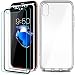 For Apple iPhone X Screen Protector, COOLQO [3-Pack] Black & White [Full Coverage] [3D Touch] 0.3 mm 9H Hardness HD Shatter-Proof Anti-Scratch Anti-Fingerprint Bubble Tempered Glass + Phone Clear Case