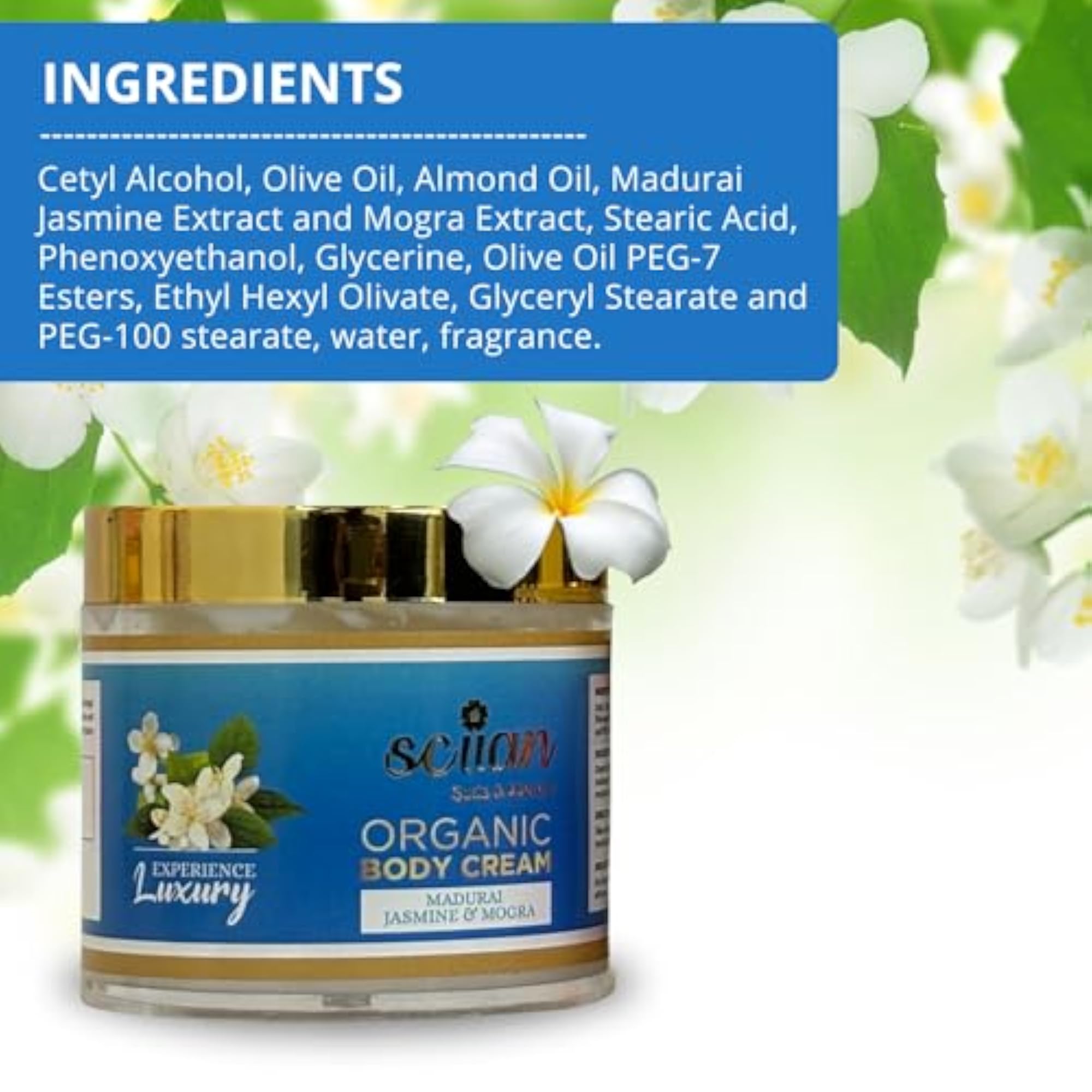 Madurai Jasmine & Mogra Body Cream for Women, Deep Moisturizing