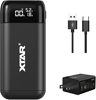 ALLMAYBE XTAR PB2S 18650 Battery Charger with XTAR QC3.0 18W Wall Charger USB C Port 21700 Battery Charger with USB Output Function for 18650 20700 Unprotected 21700 Batteries-Not Included Batteries