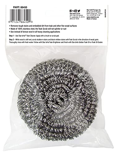 Image of Star brite Marine-Grade Stainless Steel Scrub Scouring Pad Scrubber - Refinish Wood Furniture & Boat Teak (Pack of 12)