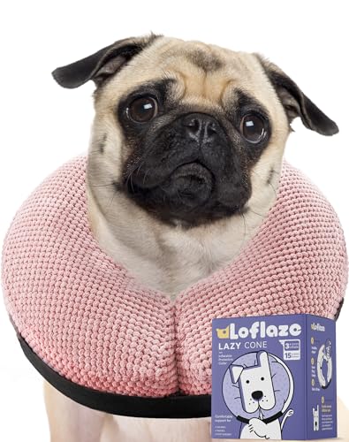 Image of Loflaze Soft Inflatable Dog Cone Collar for Large Medium Small Dogs Cats - After Surgery Dog Neck Donut Collar, ECollar Alternatives for Recovery - Pink, L