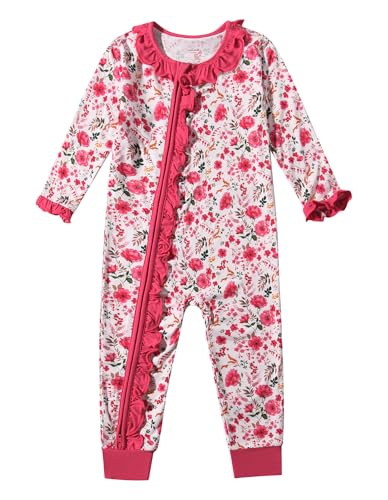 Baby Girls Rompers Soft Infant Toddler Zippered Footed Romper Newborn Viscose from Bamboo Pjs