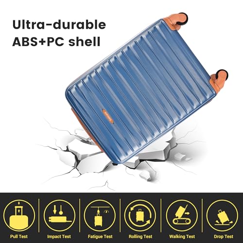 Image of 3 Piece ABS+PC Luggage Set, Carry On with Spinner & Duffle | 20 inch Carry-On + Waterproof Underseat Duffel + Toiletry Bag. 360 Spinner Wheels,Fits Overhead Bins,For Business & Travel