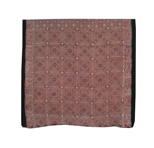 Image of Ethnics of Kutch Womenss Ajrakh Modal Silk Natural Dye Hand Block Print Saree with Blouse Piece - 5.5 Mtr Length
