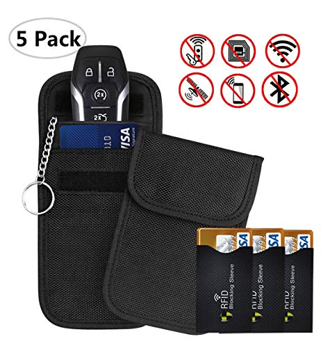 PROZADA 2 x Anti Bolsa de Protección Radiológica + 3 x Bloqueador RFID de Custodia Protettiva, Bolsa Faraday sin Llave Anti per Carte di Credito, Prevenire il Furto Della Tua Auto