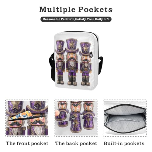 Crossbody Bag 5christmas Nutcracker Messenger Bag for Women Men Purse Shoulder Bag Satchel Bag with Adjustable Strap 214B8582