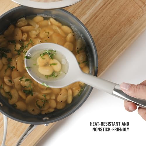 Image of Calphalon Prime Kitchen Spoon, Cooking Spoon with Silicone Head and Stainless Steel Handle, Heat-Resistant Nonstick-Safe Spoon for Stirring, Mixing & Serving