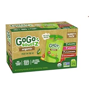 GoG’o Squee’Z Organic Applesauce Pouches, Variety Pack, 3.2oz, 26 Count, Pack of 1