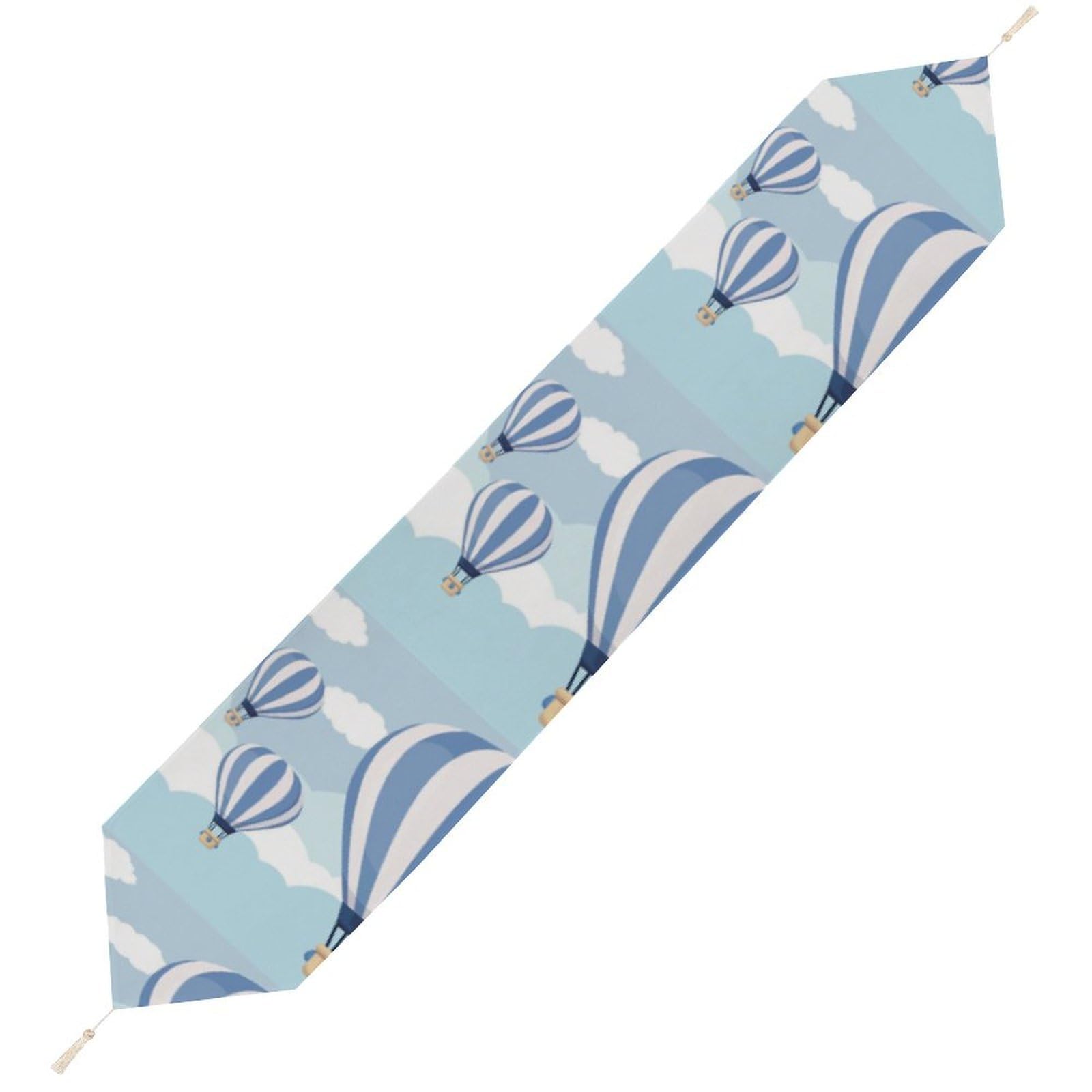 JZemdybill 200*33cm Table Runner with Tassel, Blue Hot Air Balloon Table Runner, Table Decoration for Kitchen, Party, Restaurant