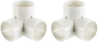 sourcing map Accesorios de PVC de 1-1/2 pulgadas, 2 conectores de codo de 3 vías, accesorios de esquina de PVC para suministros de agua, muebles de PVC, conexión de tienda de campaña, color blanco