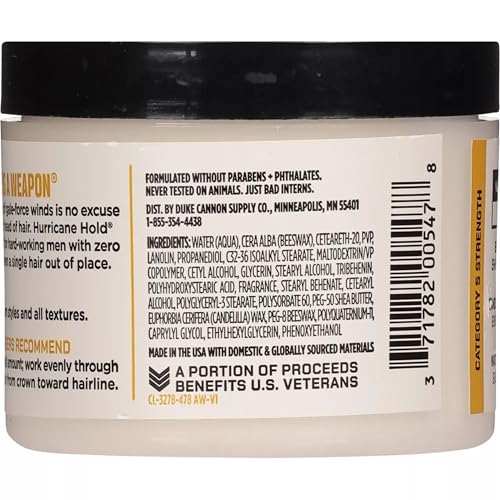 Duke Cannon News Anchor Hurricane Hold Pomade 2-Pack, 4.6oz – Maximum Hold, Matte Finish, Plant-Based Thickeners, Anti-Static, Fresh Citrus & Cedarwood Scent