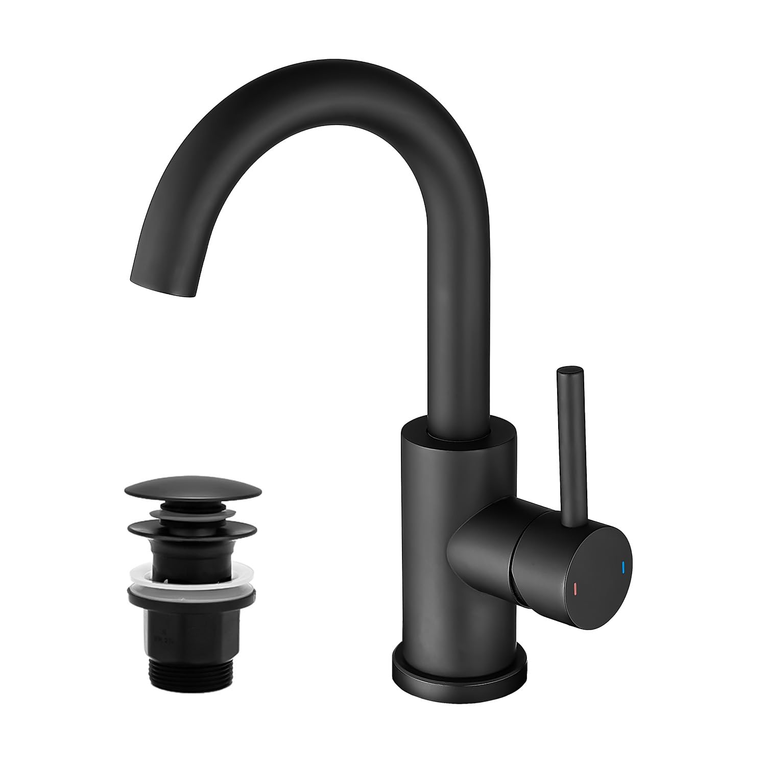 Wasserhahn Bad Hoch Mit Ablaufgarnitur,Badarmatur Schwarz