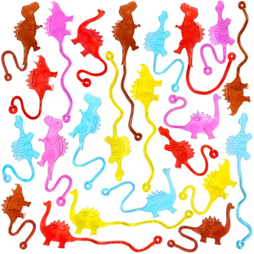 VICROIC 24PCS Dinosaur Sticky Hands Toys for Kids, Rubbery Stretchy Sticky Goodie Bag Stuffers Toy for Animal Party Favor Supplies, Dinosaur Sticky Toys for Boys Girls Classroom Prizes